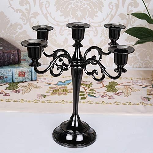 Skiennix Black Candelabra Candle Holders - 10.6-Inch Tall for Pillar & Taper Candles | Easy Assembly Halloween Decor