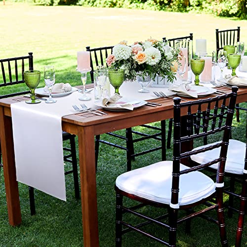 White Satin Table Runners Bulk Pack 12 x 108 Inches for Weddings & Events - 6 Pieces