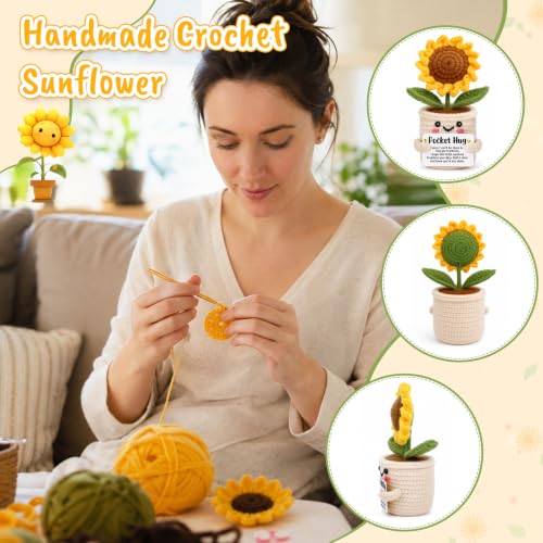 Pocket Crocheted Sunflower Gift - Long-Distance Hug for Women