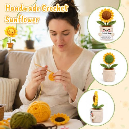 Pocket Crocheted Sunflower Gift - Long-Distance Hug for Women