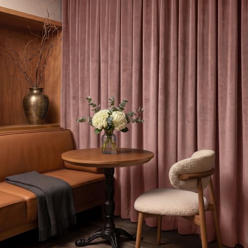 Wild Rose Dusty Rose Pink Velvet Curtains for Girls Bedroom, 40 x 84 Inches, Pack of 2