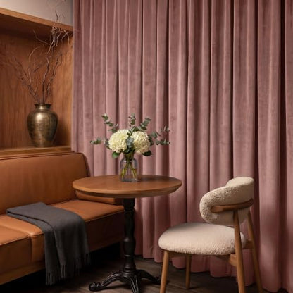 Wild Rose Dusty Rose Pink Velvet Curtains for Girls Bedroom, 40 x 84 Inches, Pack of 2