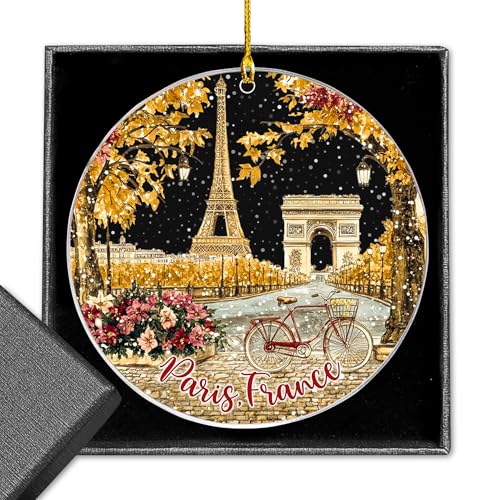 Paris Christmas Acrylic Ornament - Eiffel Tower & Arc de Triomphe, Holiday Decor, Gift for Travelers - Variation of Paris Ornament
