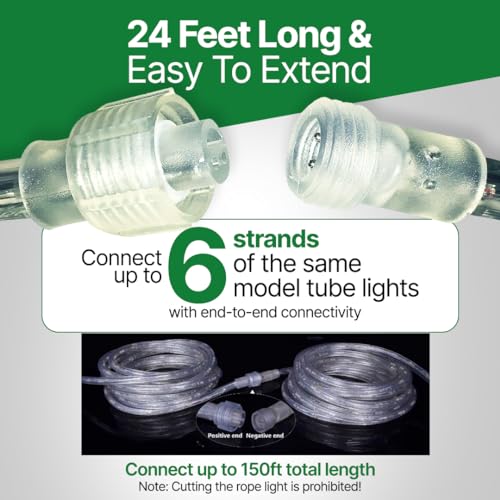 2 Pack Clear Incandescent Rope Lights 24ft Waterproof Connectable Indoor Outdoor