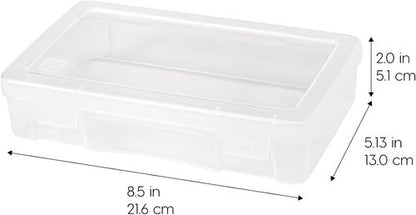 IRIS USA Pencil Case Boxes - 6-Pack Plastic Bead Organizing Containers with Snap Lid | Clear Medium
