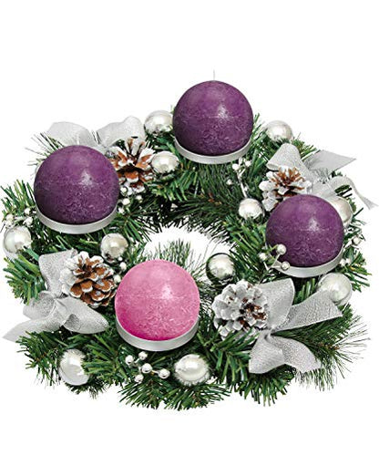 Silver Advent Wreath Candle Holder for Large Pillar Candles - Christmas Decor