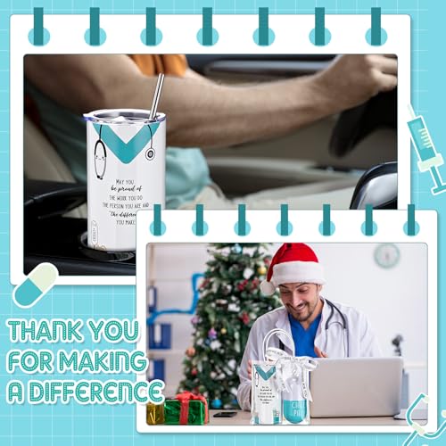 Cute Pharmacy Nurse Gift Set with 12oz Tumbler, Pen & Ornament - Blue