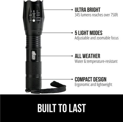 Gorilla Grip Shoe Organizer - Over The Door Design | Holds Up To 40lbs | 2-Pack with LED Tactical Flashlight