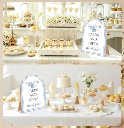 Blue Jean Baby Shower Table Sign - Denim Western Cards & Gifts, 6x8 Inch Wooden Sign with Stand - Blue Jean Variation