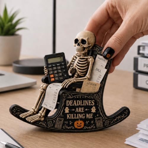 Halloween Skeleton Desk Decor - 4-Inch Funny Office Gift for Accountant - Variation of THIS listing