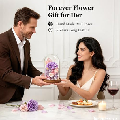 Romantic Preserved Rose Glass Dome Gift - Forever Flower for Valentine’s & Special Occasions