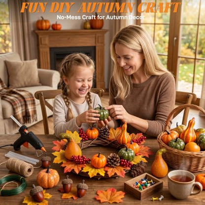 Mini Artificial Pumpkins Fall Decor Set Orange 57pcs Thanksgiving Halloween Table Centerpiece Wreaths