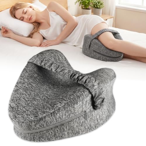 Memory Foam Knee Pillow for Side Sleepers with Adjustable Strap - Hip & Back Pain Relief