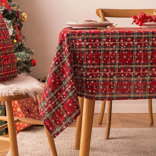 Christmas Tartan Red Green Snowflake Tablecloth 55x79in - Variation of THIS listing