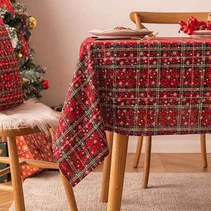 Christmas Tartan Red Green Snowflake Tablecloth 55x79in - Variation of THIS listing