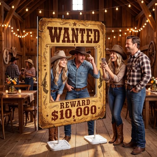 Western Wanted Poster Cardboard Cutout Cowboy Photo Prop - Cowboy Variation
