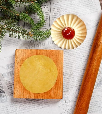 Wooden Cookie Biscuit Mold Embossed Stamp B# - Natural Beech Wood Baking Tool