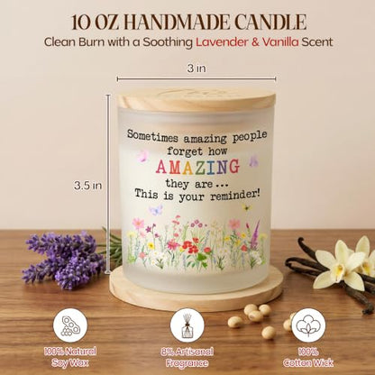 Vanilla Lavender Scented Candle - White - 10 oz Gift for Women, Relaxing Home Fragrance