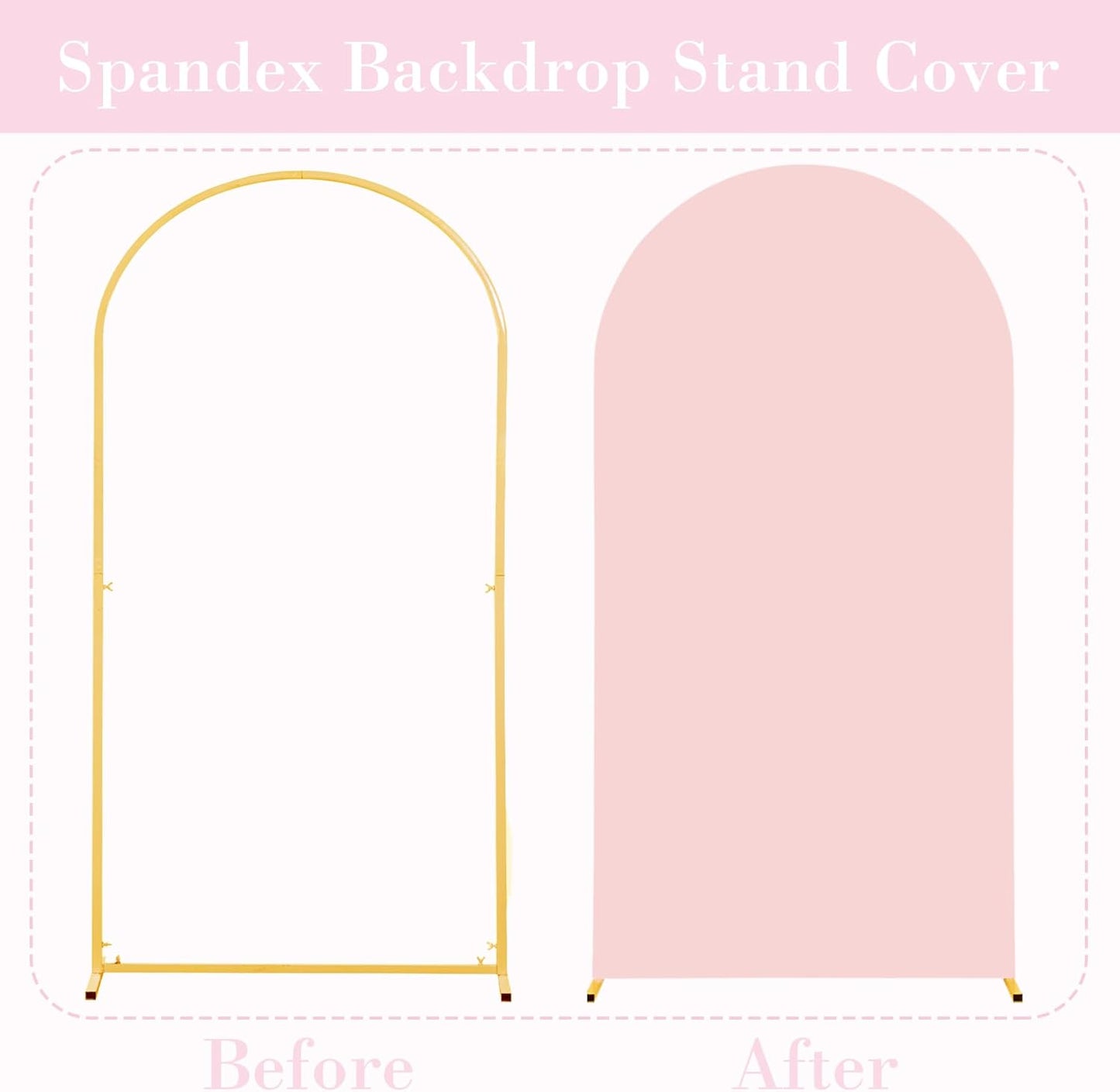 Skiennix Pink Arch Cover Set - 7.2ft & 6ft Spandex Backdrop for Weddings & Parties
