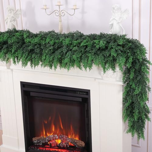 6 FT Artificial Cedar Garland - Real Touch Christmas Wreath, Green