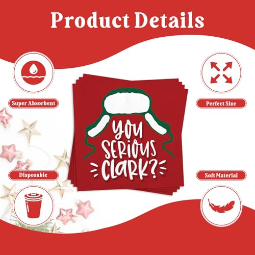 Christmas Vacation You Serious Clark Cocktail Napkins - 50 Pack, 5x5 Inch, Holiday Paper Party Supplies - Serious Variation