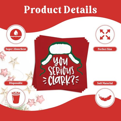 Christmas Vacation You Serious Clark Cocktail Napkins - 50 Pack, 5x5 Inch, Holiday Paper Party Supplies - Serious Variation
