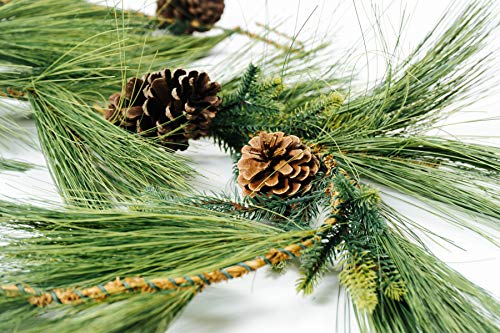 Long Needle Pine Garland 6 Feet Artificial Decor with Pinecones