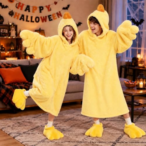 Yellow Oversized Wearable Goose Blanket Hoodie Onesie Small