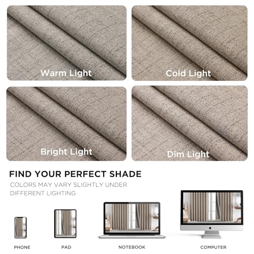 Joydeco Blackout Curtains for Bedroom - 108 Inch Long 100% Light Blocking 2 Panels Cappuccino Drapes, Thermal Insulated Room Darkening Curtains, Linen Textured for Living Room, Rod Pocket & Back Tabs