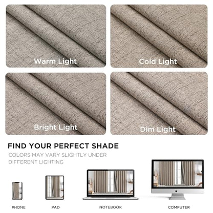 Joydeco Blackout Curtains for Bedroom - 108 Inch Long 100% Light Blocking 2 Panels Cappuccino Drapes, Thermal Insulated Room Darkening Curtains, Linen Textured for Living Room, Rod Pocket & Back Tabs