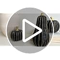 Black & Gold Resin Pumpkin Decorations Set - Fall Halloween Home Accent