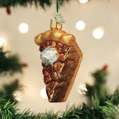 Pecan Pie Christmas Ornament - Hand-Painted Blown Glass Holiday Decor