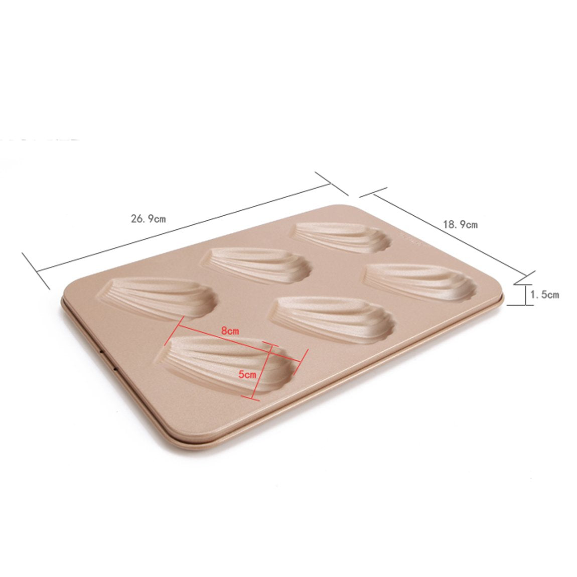 CAN_Deal Non Stick Heav-gauge Steel 6 Holes Madeleine Baking Tray, Cake Baking Mould Pan, Produce Cake Size 8 x 5 x 1.5cm