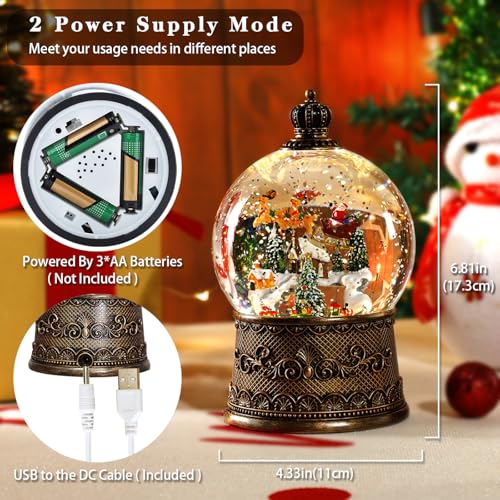 Christmas Snow Globe with Music & Waterfall Effects - Snow Village Variation