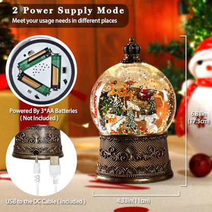 Christmas Snow Globe with Music & Waterfall Effects - Snow Village Variation