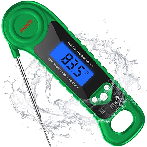 AMMZO Digital Meat Thermometer for Grilling, Candy Thermometer Instant Read Food Thermometer Waterproof with Backlight for Cooking, Deep Fry, BBQ, Grill, Smoker and Roast (Green)