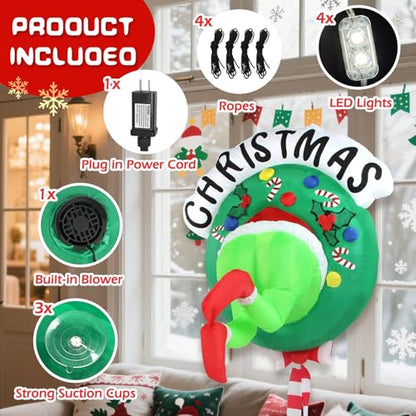 LETIME 3.5FT Green Ugly Monster Christmas Inflatable Outdoor Decoration