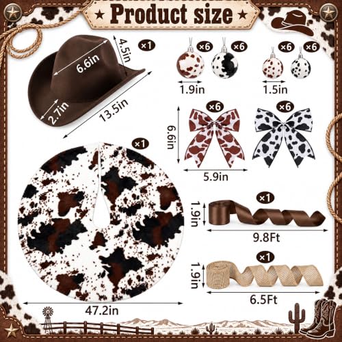 Western Cowboy Christmas Tree Decor Set - 40 Pieces with Hat, Skirt & Ornaments