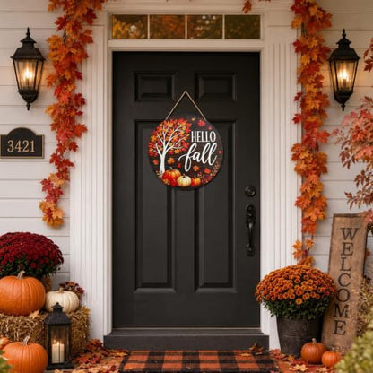 Fall Outdoor Welcome Sign for Front Door Halloween & Thanksgiving Decor