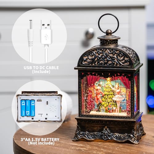 Christmas Snow Globe Lantern with Nutcracker and Princess - 10.125'' Holiday Decor