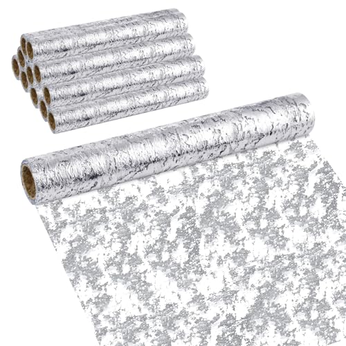 Silver Metallic Table Runner 11x108 Inches - Sequin Mesh Decorations for Party Wedding Birthday