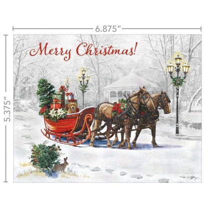 Boxed Christmas Cards Set with Holiday Artwork - 18 Cards & Envelopes