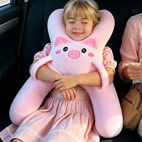 Washable Kids Car Travel Pillow - Soft Plush H-Shaped Neck Support - Variation A