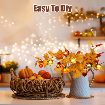 Fall Decor String Lights 10Ft 30 LEDs Acorn Pumpkin Maple Leaf for Autumn Thanksgiving