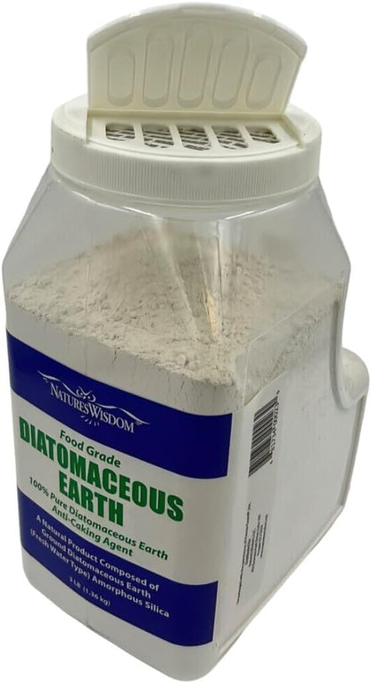 Natures Wisdom Diatomaceous Earth - Food Grade 3 lb Jar for Natural Pest Control & Detox