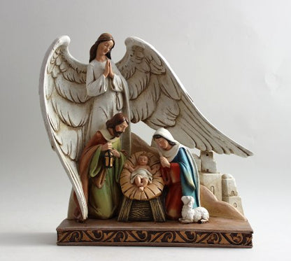 Nativity Angel Figurine - 8-Inch Christmas Religious Decor - Variation of Nativity Angel