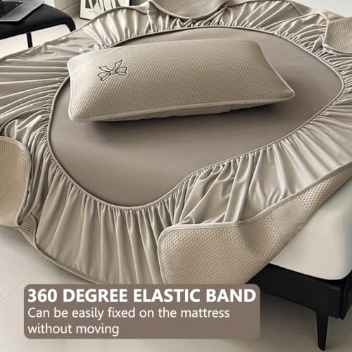 Cooling Mattress Protector Queen Blue 90x190cm Fitted Sheet Bed Cover