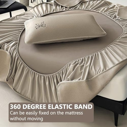 Cooling Mattress Protector Queen Blue 90x190cm Fitted Sheet Bed Cover