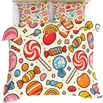 Pop Art Duvet Cover Queen Size - Retro Candy Comforter Cover Variation 11