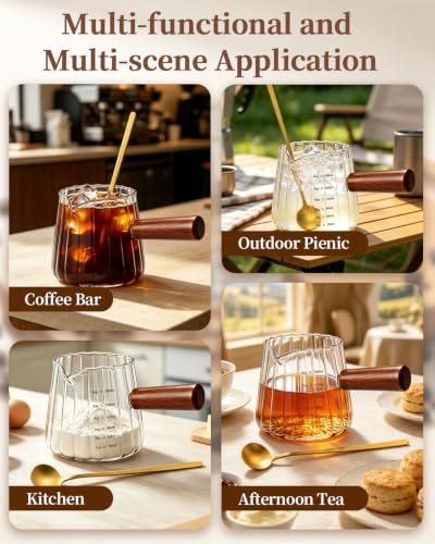 2-Piece Espresso Cup Set with Gold Spoons, 6 oz Glass Coffee Cups